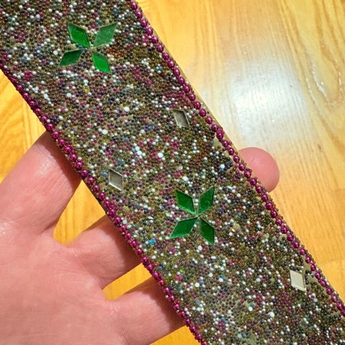Incense stick holder used, wood and glass with beads decoration