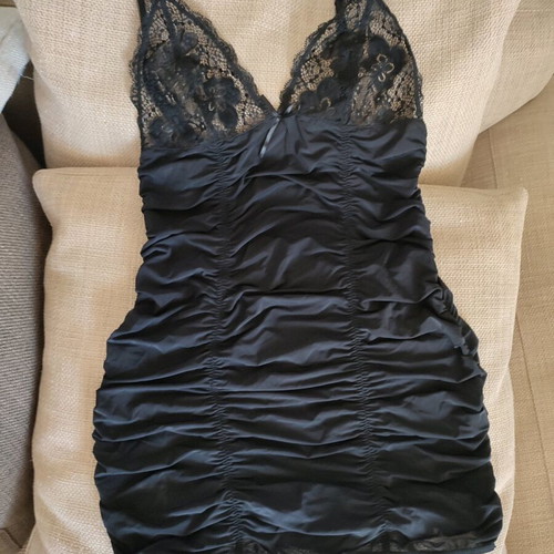 Nylon lingerie with black lace size S-M, new