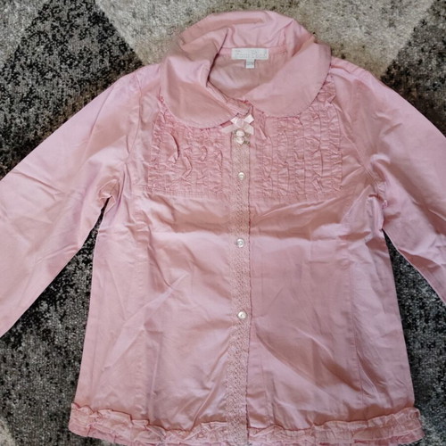 Pom Pom pink shirt and white skirt set like new