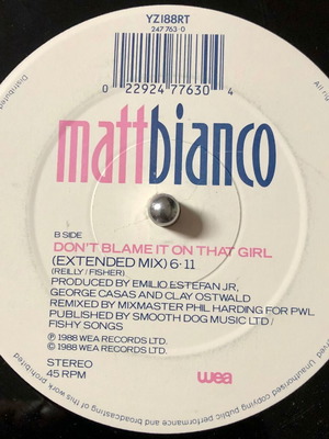 Matt Bianco Wap Bam Boogie / Don't Blame It On That Girl βινύλιο μεταχειρισμένο, 12" single