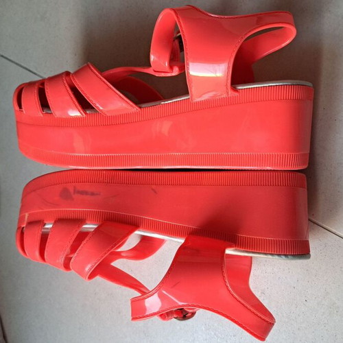 Fiore Collection platform sandals used, coral, size 39