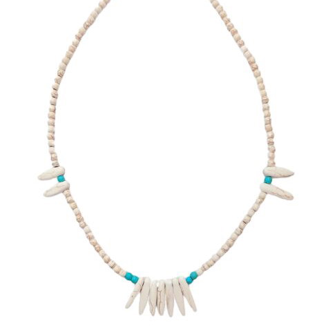 Handmade long necklace with howlite and turquoise semi-precious stones new