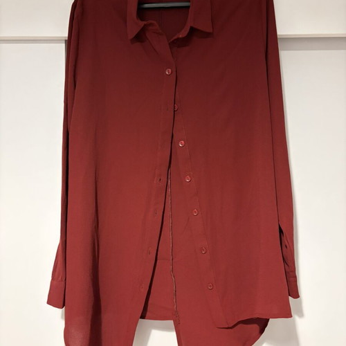 Noobass asymmetrical burgundy shirt S/M with sleep mask gift