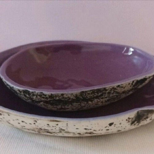 Sifnos Stonewear Pebble Bowl Set used, oven safe, 29x14 cm and 22x19 cm