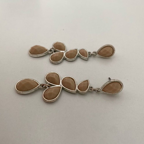 Accessorize earrings used with silver frame and baby pink beads