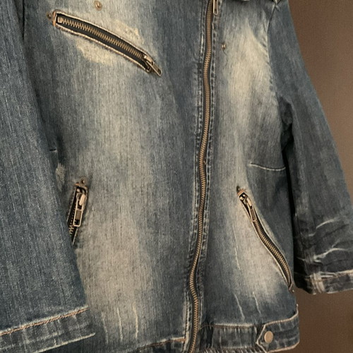 Zara Jean Jacket Woman Medium Like New Blue 3/4 Sleeve