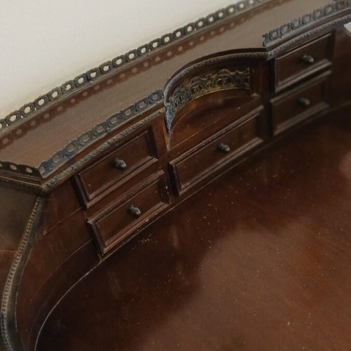 Secretaire in Neorococo Style Walnut Desk with Brass Carvings like New