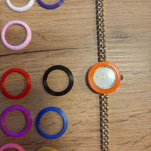 Gucci Vintage Watch used with Original Case and Custom Colored Bezels