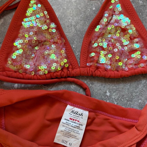 Killah women's swimsuit orange with sequins like new