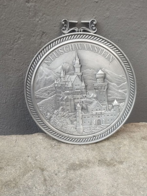 Neuschwanstein Castle Pewter Wall Plate 95% Zinn, Zinn-Becker