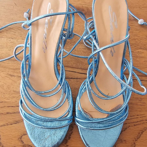 Sante Lace Up Sandals like new, blue, size 38, 10 cm heel