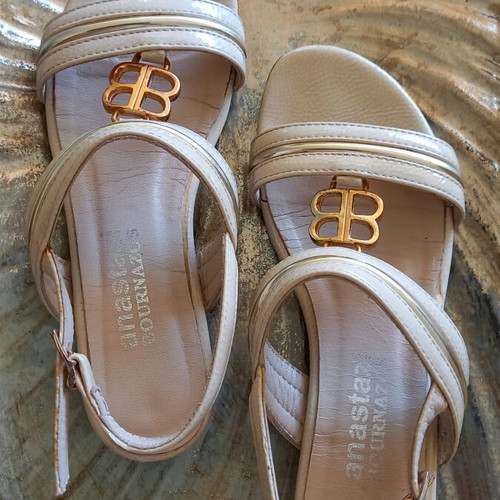Anastazi Bournazos sandals size 36 used, beige, ankle strap, low heel