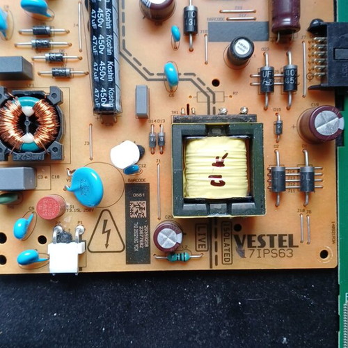 Vestel power supply and motherboard used, 17IPS63, 17MB140TC for TV