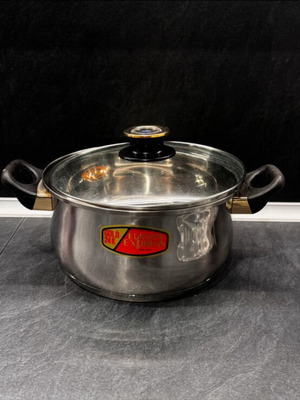 Europa Express Gold 24K Stainless Steel Pot with Glass Lid new