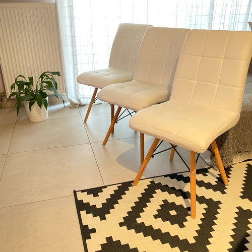 White leather chairs new, pack of four