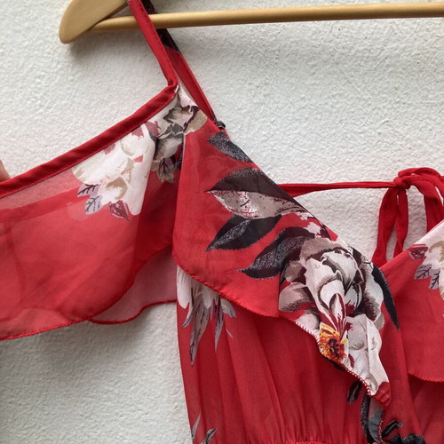 Pin Up Long Dress Medium like new, red multicolor