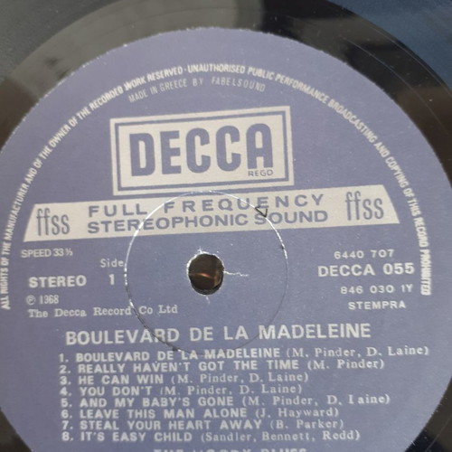 The Moody Blues Boulevard de la Madeleine LP used, rock