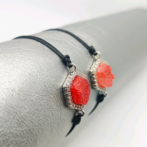 Handmade bracelets with red agate stone, 2 pieces, new