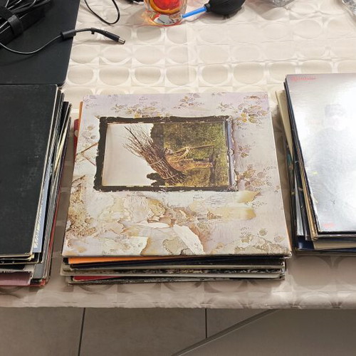 Vinyl records used, pack of about 75 with classic rock artists