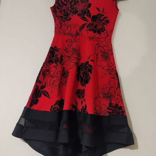 Quiz asymmetrical dress with floral glitter new, size 36