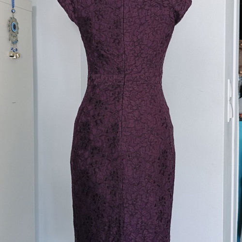 Diane von Furstenberg elastic lace dress purple like new XS/S