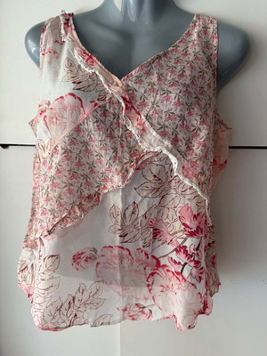 Apriori women's blouse M-L, 28% silk, 72% cotton, white and pink