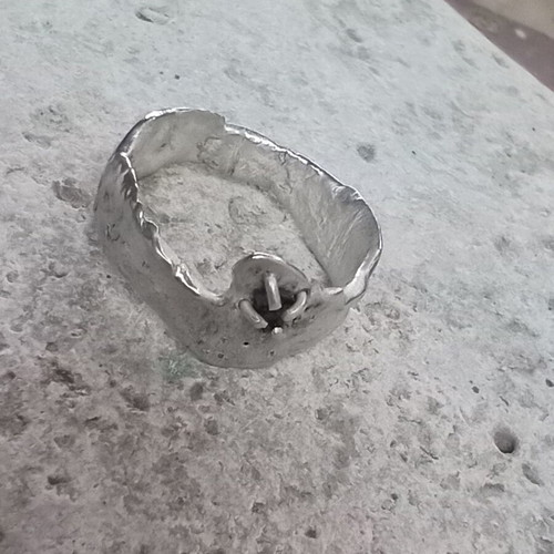 Silver ring 925 with black diamond, like new, size 54