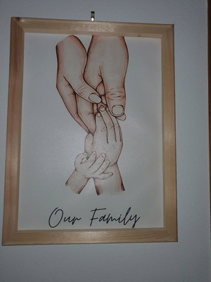 Family hands frame for 4-member family like new