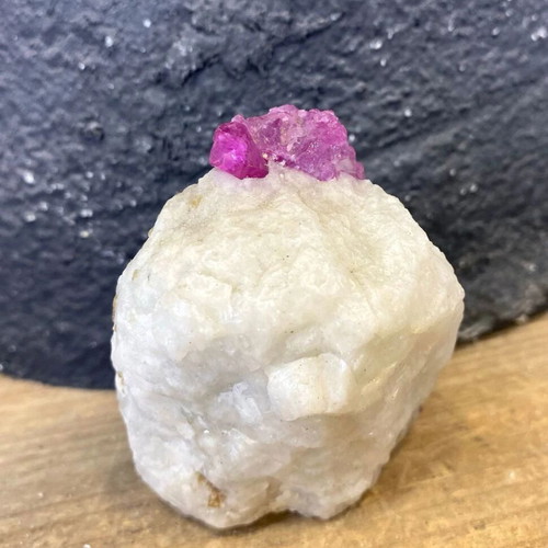Natural rare raw ruby specimen in feldspar with mica new