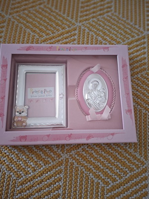 Prince Silvero Frame with Silver Religious Icon for Girl, 2 pcs new