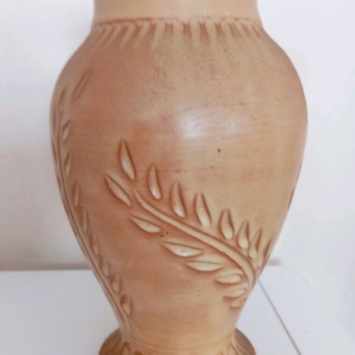 Handmade vintage clay vase like new, 1960s, height 22 cm