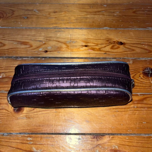 Oriflame cosmetic bag like new, brown embossed design