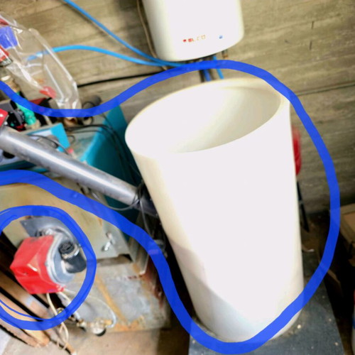 Pellet burner for oil boiler like new with tank