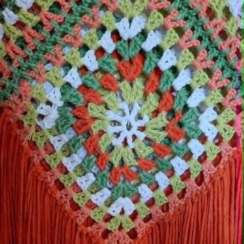 Handmade knitted top new, soft cotton, orange and green, size L