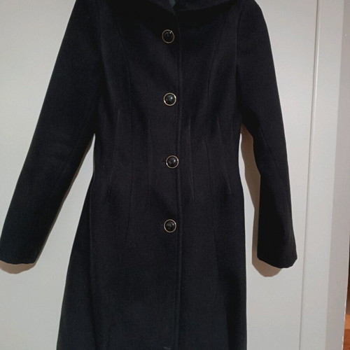 Rinascimento coat like new, black with gold buttons and balloon hem