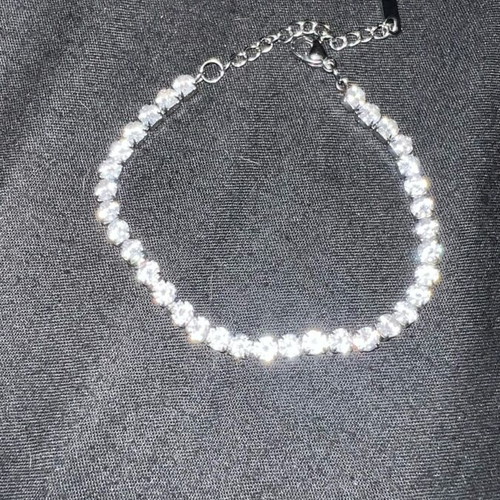 Tennis bracelet stainless steel diamond new, white silver