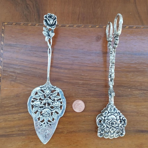 Vintage silver 800 serving set used, handmade