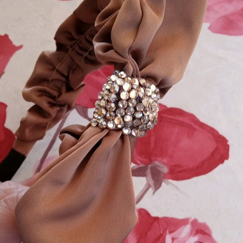 Handmade hairband new with crystals mocha brown