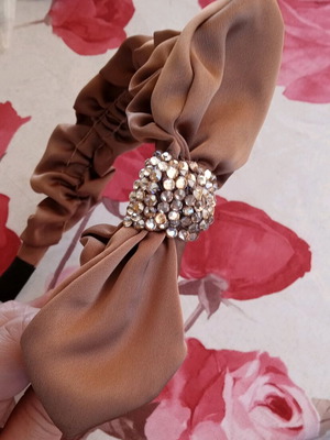 Handmade hairband new with crystals mocha brown