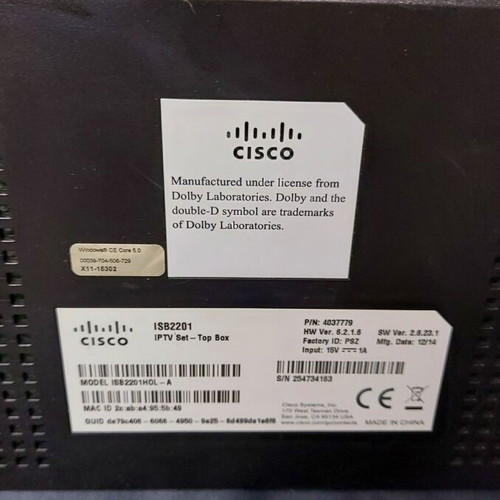 Cisco Vodafone TV decoder used with charger without remote