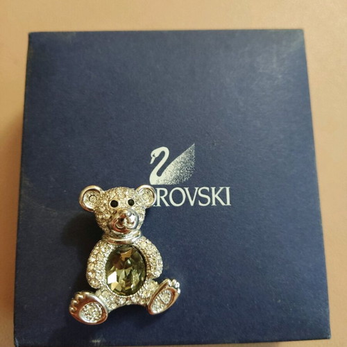 Swarovski teddy bear pin new, silver