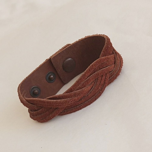 Brown suede bracelet used, vintage Boho-Indian style