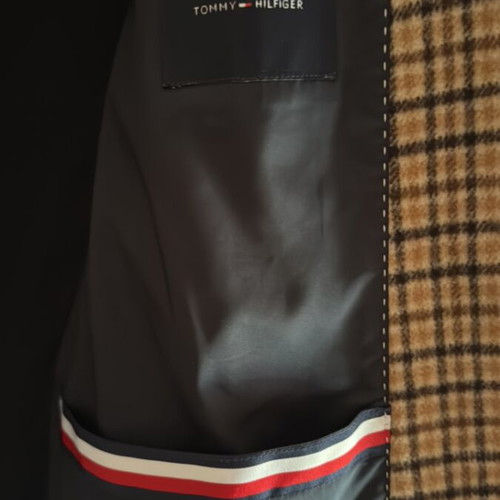 Tommy Hilfiger checked coat beige and brown, like new, 30% wool