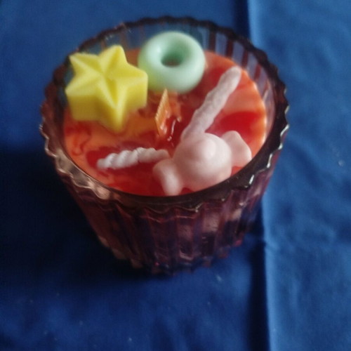 Soy and gel scented candle with brownies, Lila and choco melts, new