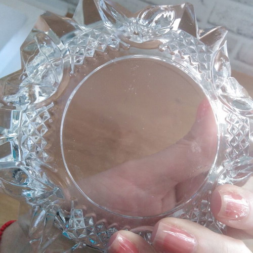 Vintage glass ashtray set of 2 with floral design