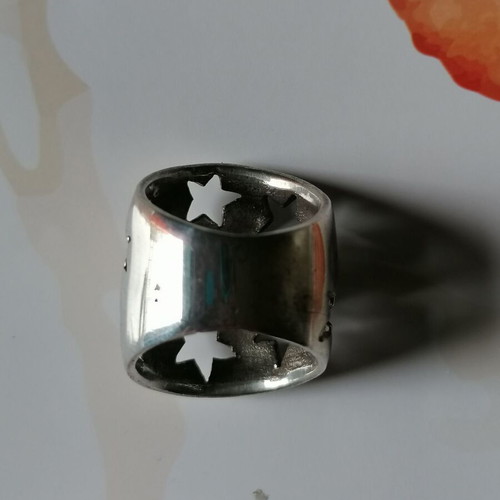 Silver 925 ring with moons and stars new