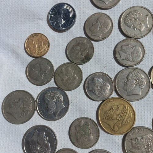 Collection of coins used, 45+ drachma pieces from 70s to 90s