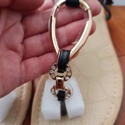 Flat sandals black size 38 like new with gold design