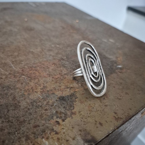 Zamak ring adjustable size, silver color, new