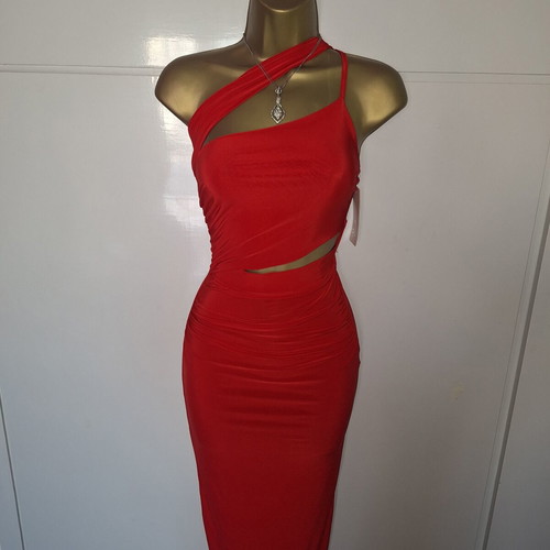 Red stretchy bodycon dress, sizes Small and Medium, new with tags